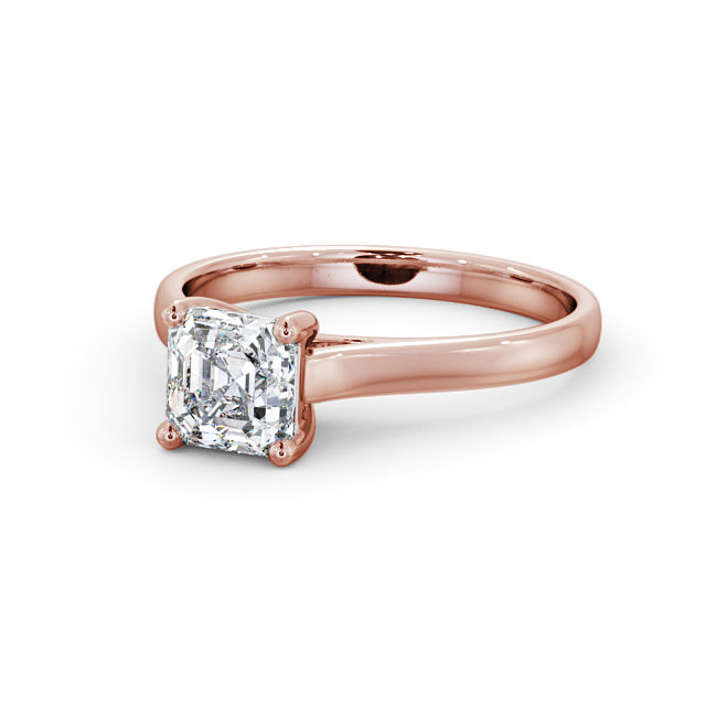 Asscher Diamond Engagement Ring 9K Rose Gold Solitaire - Abella ENAS16_RG_FLAT
