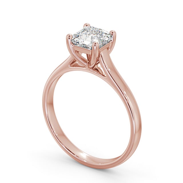 Asscher Diamond Engagement Ring 9K Rose Gold Solitaire - Abella ENAS16_RG_SIDE
