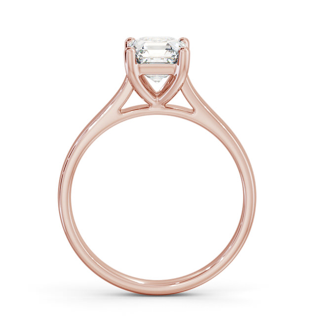 Asscher Diamond Engagement Ring 9K Rose Gold Solitaire - Abella ENAS16_RG_UP