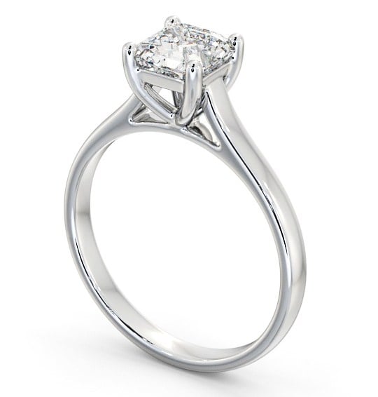 Asscher Diamond Classic 4 Prong Engagement Ring Platinum Solitaire ENAS16_WG_THUMB1