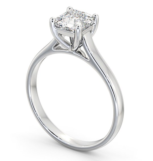 Asscher Diamond Classic 4 Prong Engagement Ring 18K White Gold Solitaire ENAS16_WG_THUMB1 