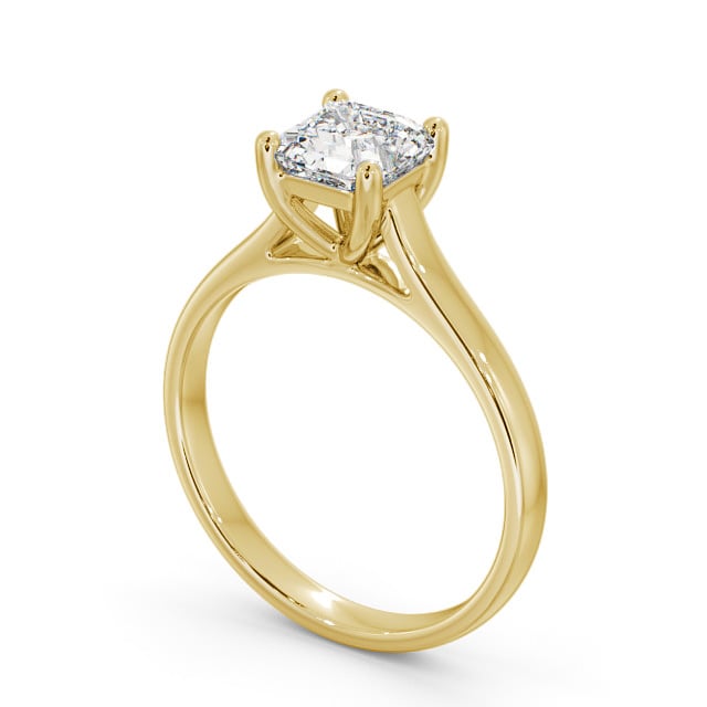 Asscher Diamond Engagement Ring 9K Yellow Gold Solitaire - Abella ENAS16_YG_SIDE