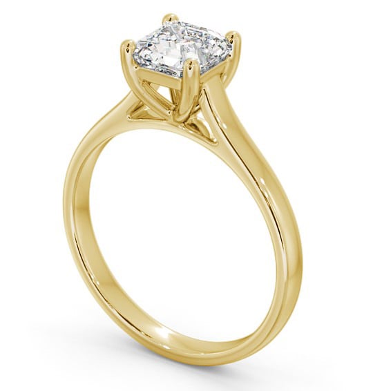 Asscher Diamond Classic 4 Prong Engagement Ring 18K Yellow Gold Solitaire ENAS16_YG_THUMB1