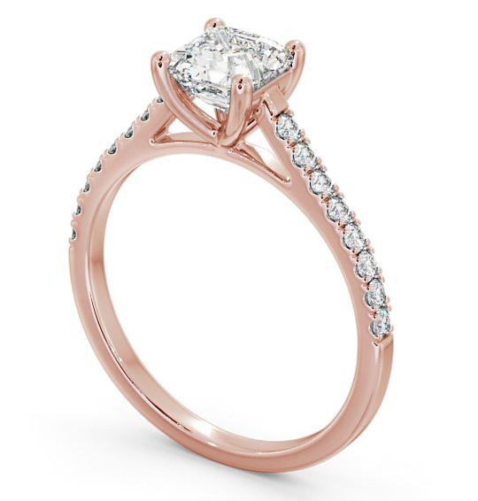 Asscher Diamond 4 Prong Engagement Ring 9K Rose Gold Solitaire with Channel Set Side Stones ENAS17_RG_THUMB1