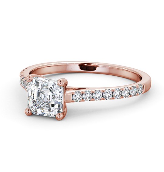  Asscher Diamond Engagement Ring 18K Rose Gold Solitaire With Side Stones - Beoley ENAS17_RG_THUMB2 