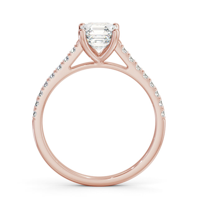 Asscher Diamond Engagement Ring 18K Rose Gold Solitaire With Side Stones - Beoley ENAS17_RG_UP