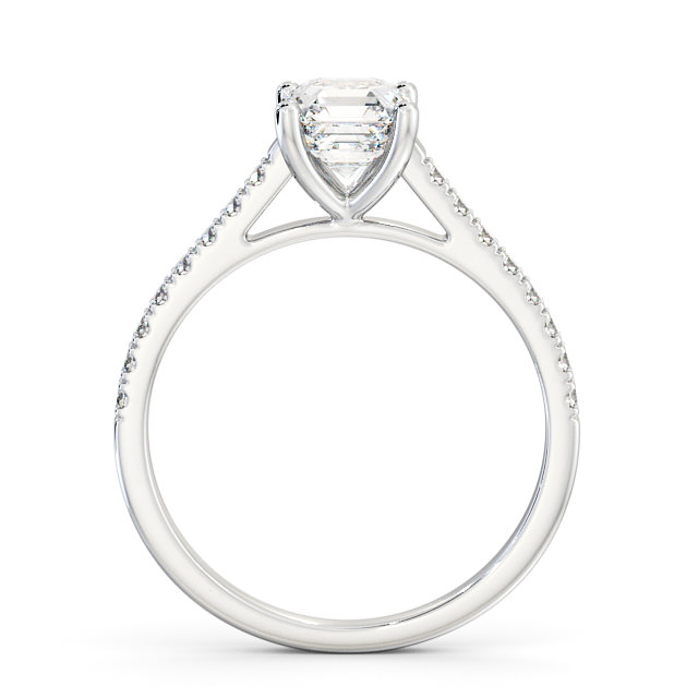 Asscher Diamond Engagement Ring 18K White Gold Solitaire With Side Stones - Beoley ENAS17_WG_UP
