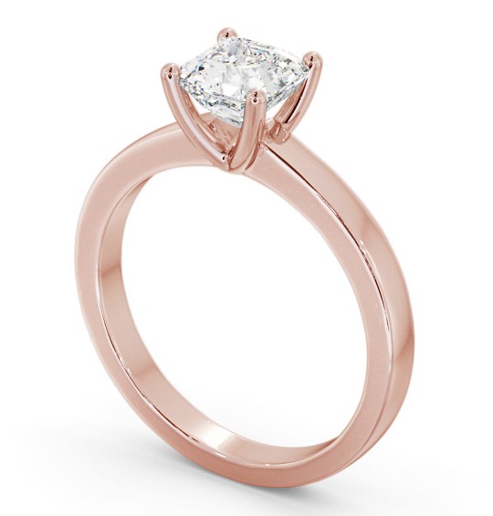 Asscher Diamond Classic 4 Prong Engagement Ring 9K Rose Gold Solitaire ENAS18_RG_THUMB1