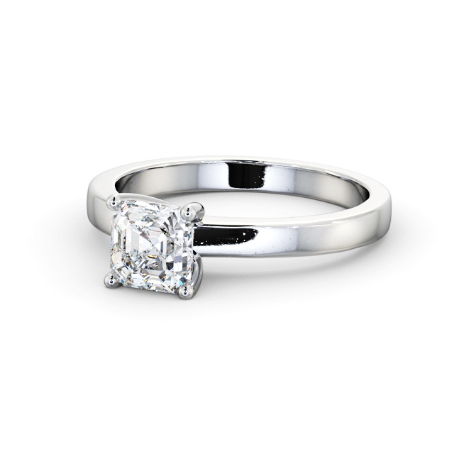 Asscher Diamond Engagement Ring 18K White Gold Solitaire - Inverley ENAS18_WG_FLAT