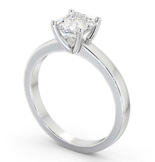 Asscher Diamond Classic 4 Prong Engagement Ring 18K White Gold Solitaire ENAS18_WG_THUMB1