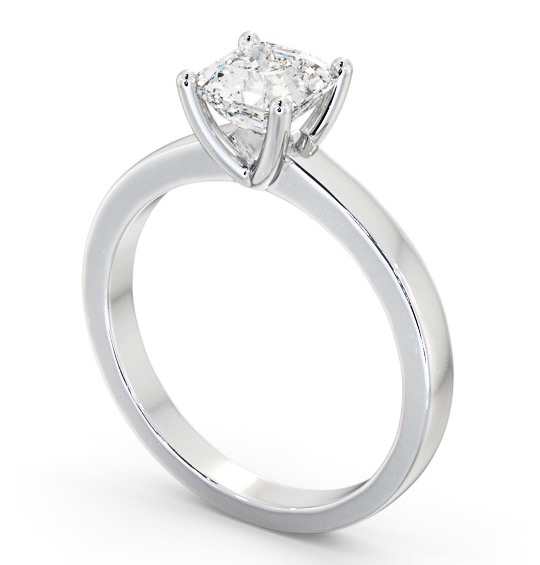 Asscher Diamond Classic 4 Prong Engagement Ring 18K White Gold Solitaire ENAS18_WG_THUMB1 