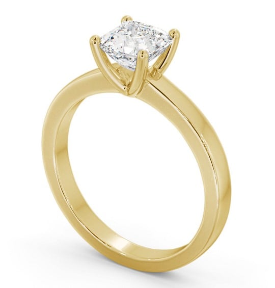 Asscher Diamond Classic 4 Prong Engagement Ring 18K Yellow Gold Solitaire ENAS18_YG_THUMB1