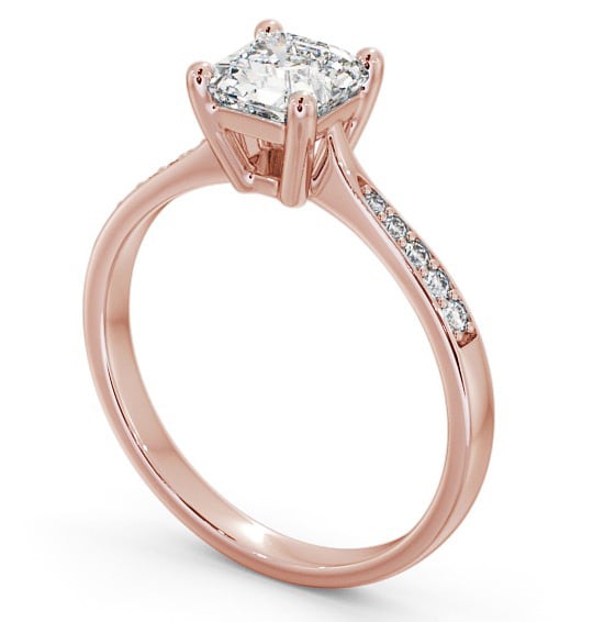Asscher Diamond Tapered Band Engagement Ring 9K Rose Gold Solitaire with Channel Set Side Stones ENAS18S_RG_THUMB1