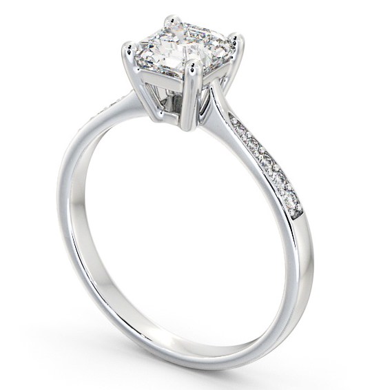 Asscher Diamond Tapered Band Engagement Ring 9K White Gold Solitaire with Channel Set Side Stones ENAS18S_WG_THUMB1 