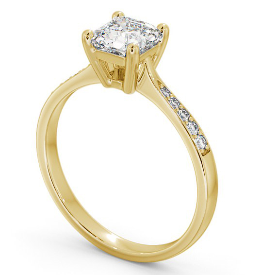 Asscher Diamond Tapered Band Engagement Ring 18K Yellow Gold Solitaire with Channel Set Side Stones ENAS18S_YG_THUMB1 