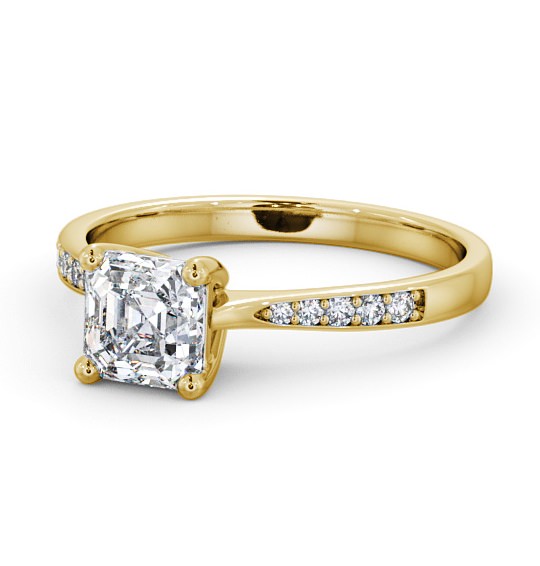  Asscher Diamond Engagement Ring 18K Yellow Gold Solitaire With Side Stones - Lilliana ENAS18S_YG_THUMB2 