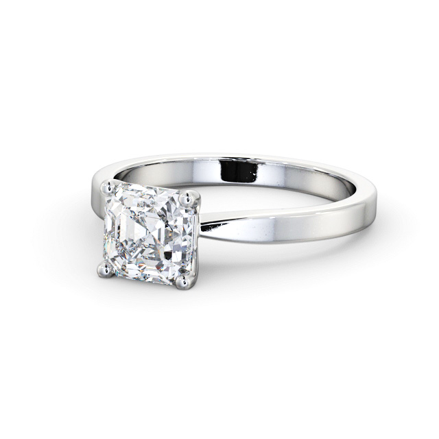 Asscher Diamond Engagement Ring 9K White Gold Solitaire - Saleby ENAS19_WG_FLAT