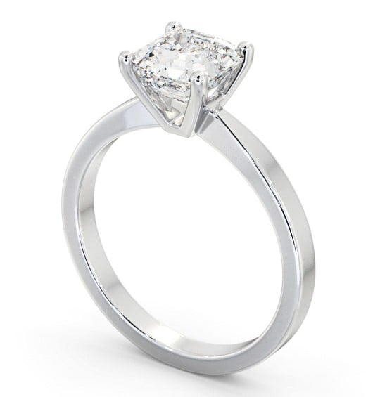 Asscher Diamond Classic 4 Prong Engagement Ring 9K White Gold Solitaire ENAS19_WG_THUMB1 