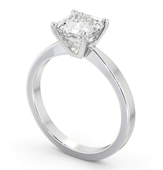 Asscher Diamond Classic 4 Prong Engagement Ring 9K White Gold Solitaire ENAS19_WG_THUMB1