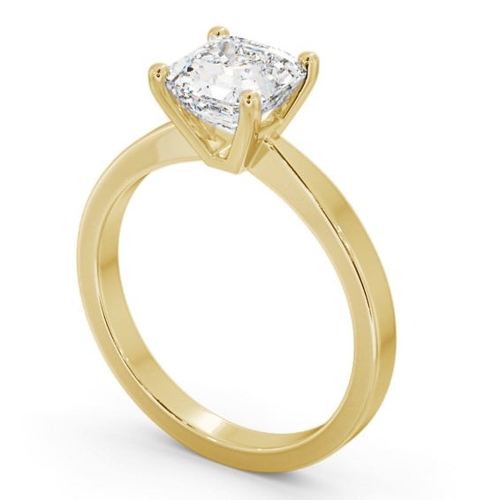 Asscher Diamond Classic 4 Prong Engagement Ring 18K Yellow Gold Solitaire ENAS19_YG_THUMB1