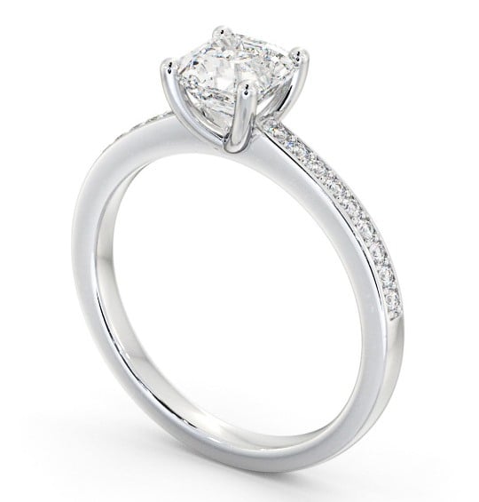  Asscher Diamond Engagement Ring 9K White Gold Solitaire With Side Stones - Brearley ENAS19S_WG_THUMB1 