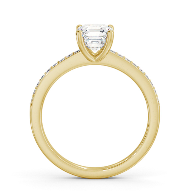 Asscher Diamond Engagement Ring 18K Yellow Gold Solitaire With Side Stones - Brearley ENAS19S_YG_UP