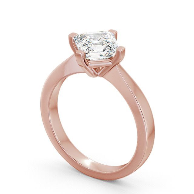 Asscher Diamond Engagement Ring 18K Rose Gold Solitaire - Aston