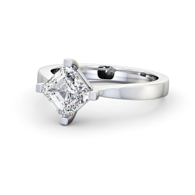Asscher Diamond Engagement Ring 18K White Gold Solitaire - Aston ENAS1_WG_FLAT