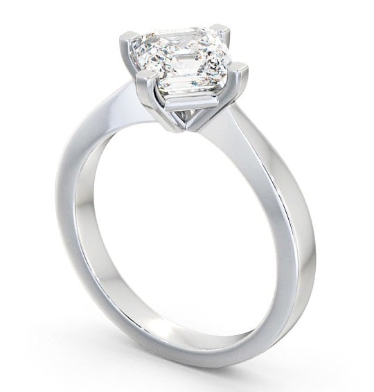Asscher Diamond Rotated Head Engagement Ring 18K White Gold Solitaire ENAS1_WG_THUMB1 