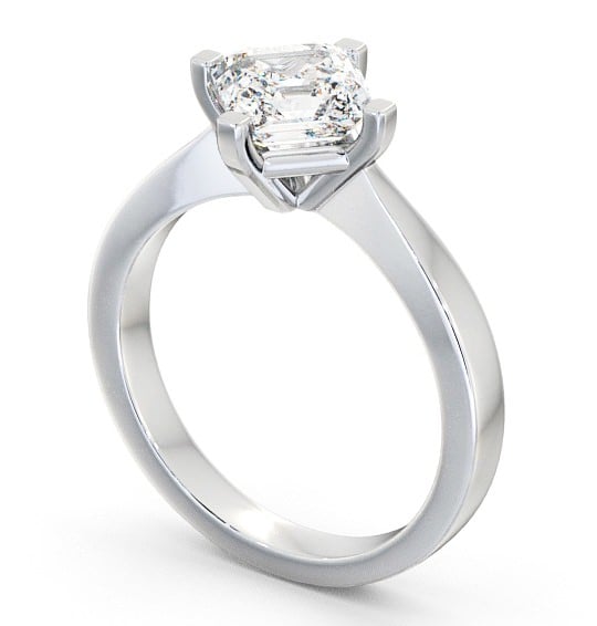 Asscher Diamond Rotated Head Engagement Ring Platinum Solitaire ENAS1_WG_THUMB1