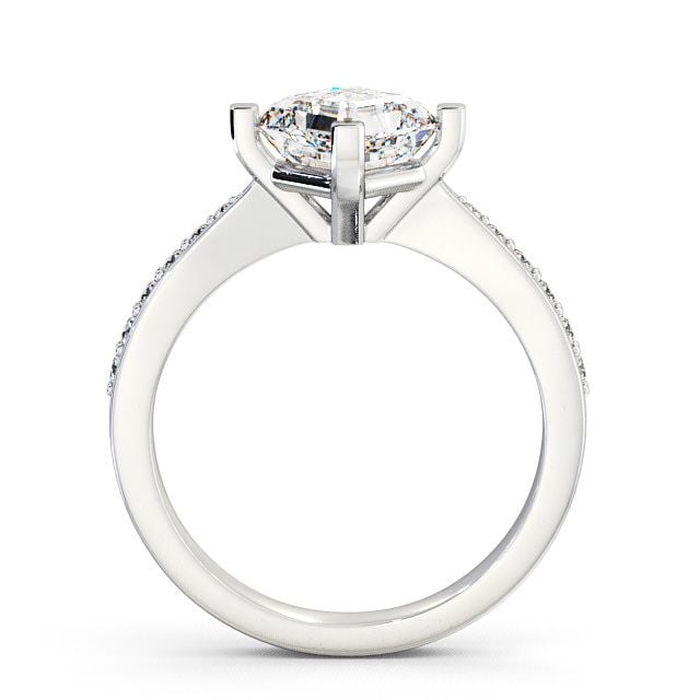 Asscher Diamond Engagement Ring 9K White Gold Solitaire With Side Stones - Keele ENAS1S_WG_UP