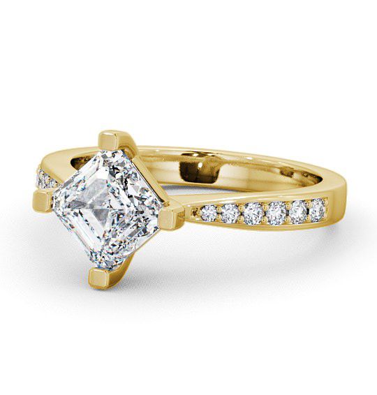  Asscher Diamond Engagement Ring 18K Yellow Gold Solitaire With Side Stones - Keele ENAS1S_YG_THUMB2 