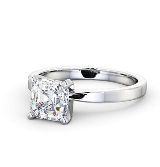 Asscher Diamond Square 4 Prong Engagement Ring Platinum Solitaire ENAS20_WG_THUMB2 