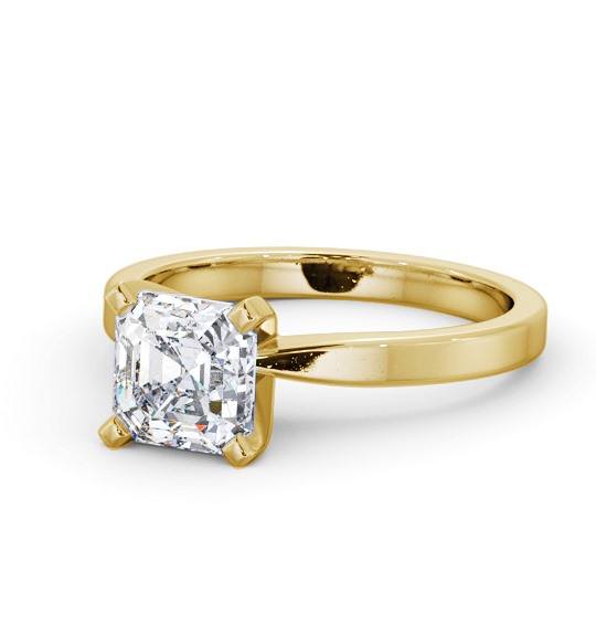 Asscher Diamond Square 4 Prong Engagement Ring 9K Yellow Gold Solitaire ENAS20_YG_THUMB2 