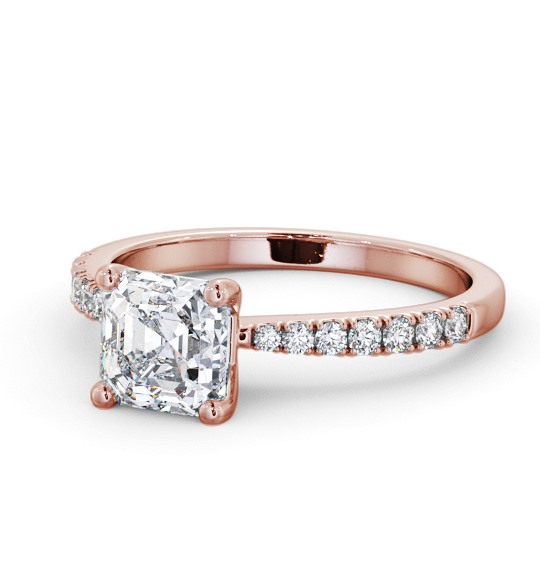  Asscher Diamond Engagement Ring 18K Rose Gold Solitaire With Side Stones - Wirlaby ENAS20S_RG_THUMB2 