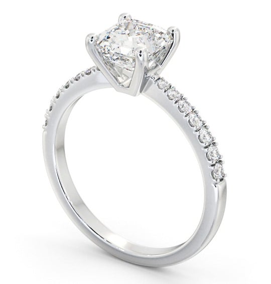  Asscher Diamond Engagement Ring Platinum Solitaire With Side Stones - Wirlaby ENAS20S_WG_THUMB1 