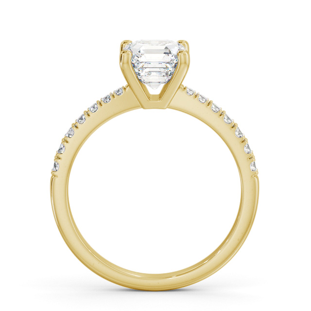 Asscher Diamond Engagement Ring 18K Yellow Gold Solitaire With Side Stones - Wirlaby ENAS20S_YG_UP
