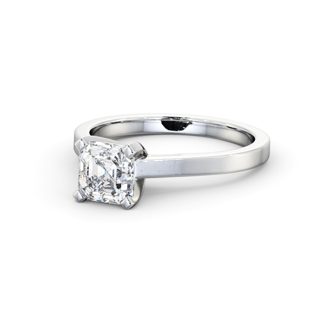Asscher Diamond Engagement Ring 9K White Gold Solitaire - Lucresa ENAS21_WG_FLAT