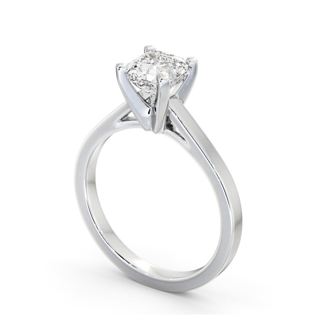 Asscher Diamond Engagement Ring 18K White Gold Solitaire - Lucresa ENAS21_WG_SIDE