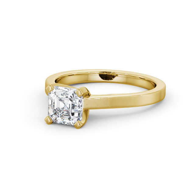 Asscher Diamond Engagement Ring 18K Yellow Gold Solitaire - Lucresa ENAS21_YG_FLAT