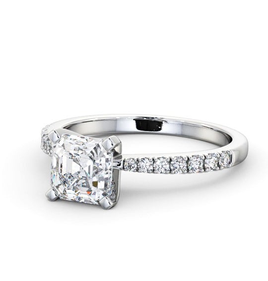 Asscher Diamond 4 Prong Engagement Ring Palladium Solitaire with Channel Set Side Stones ENAS21S_WG_THUMB2 