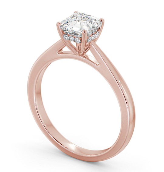 Asscher Diamond Engagement Ring with Diamond Set Rail 9K Rose Gold Solitaire ENAS23_RG_THUMB1