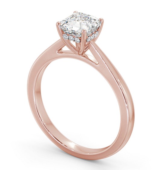 Asscher Diamond Engagement Ring with Diamond Set Rail 18K Rose Gold Solitaire ENAS23_RG_THUMB1 