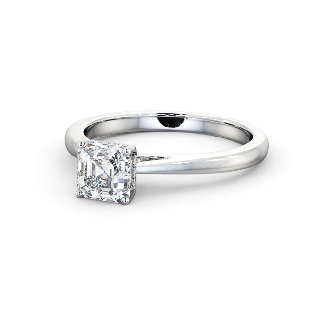 Asscher Diamond Engagement Ring Platinum Solitaire - Olenka ENAS23_WG_FLAT