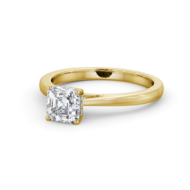 Asscher Diamond Engagement Ring 18K Yellow Gold Solitaire - Olenka ENAS23_YG_FLAT