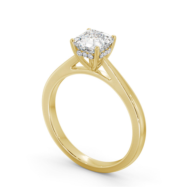 Asscher Diamond Engagement Ring 18K Yellow Gold Solitaire - Olenka ENAS23_YG_SIDE