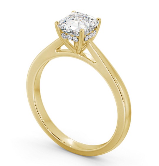 Asscher Diamond Engagement Ring with Diamond Set Rail 9K Yellow Gold Solitaire ENAS23_YG_THUMB1