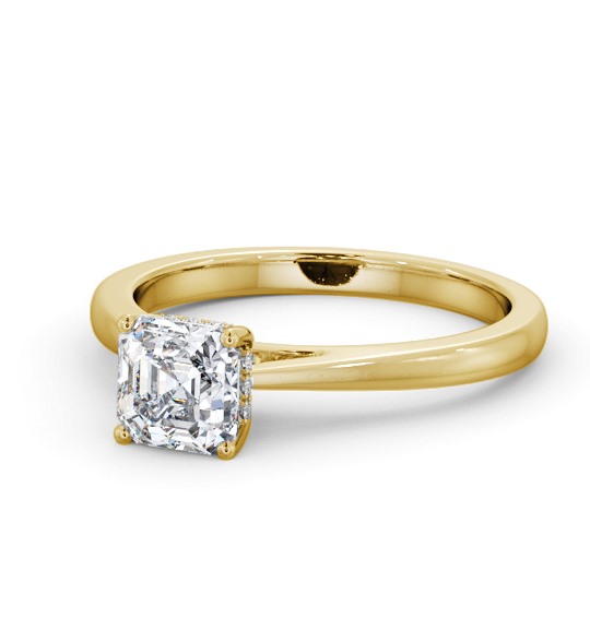 Asscher Diamond Engagement Ring with Diamond Set Rail 9K Yellow Gold Solitaire ENAS23_YG_THUMB2 