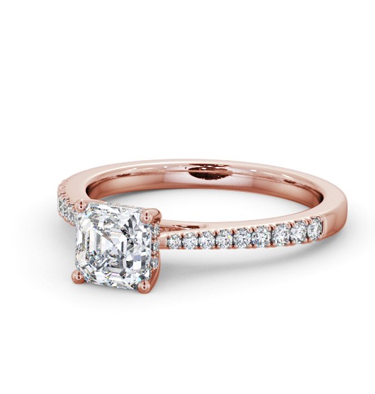  Asscher Diamond Engagement Ring 18K Rose Gold Solitaire With Side Stones - Marguine ENAS24S_RG_THUMB2 