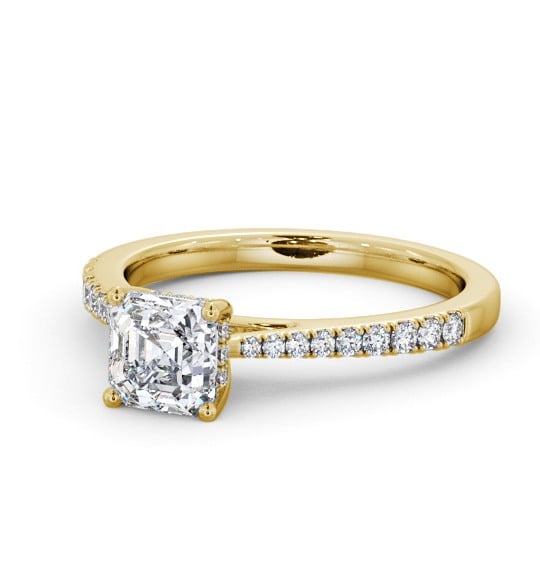  Asscher Diamond Engagement Ring 18K Yellow Gold Solitaire With Side Stones - Marguine ENAS24S_YG_THUMB2 